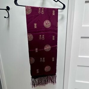 Burgundy and Gold 100% Silk Scarf